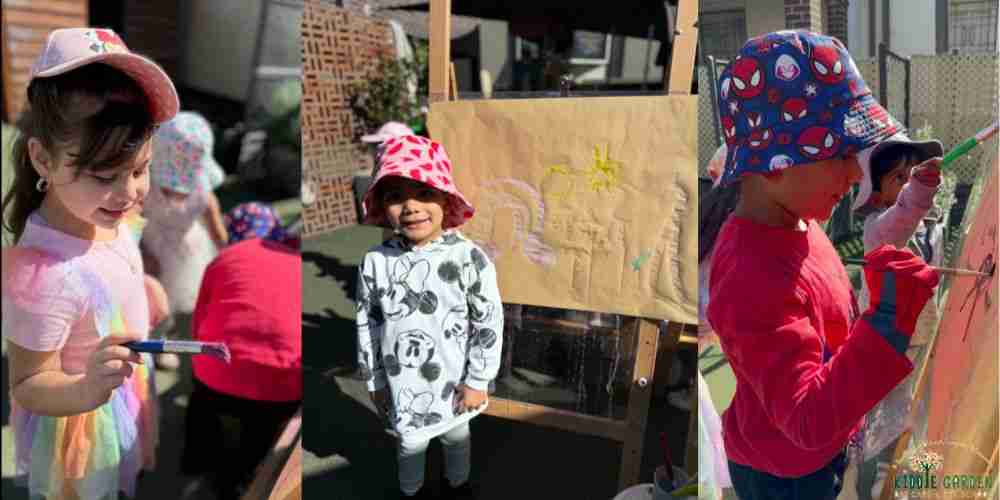 children painting at kiddie garden preschool parramatta