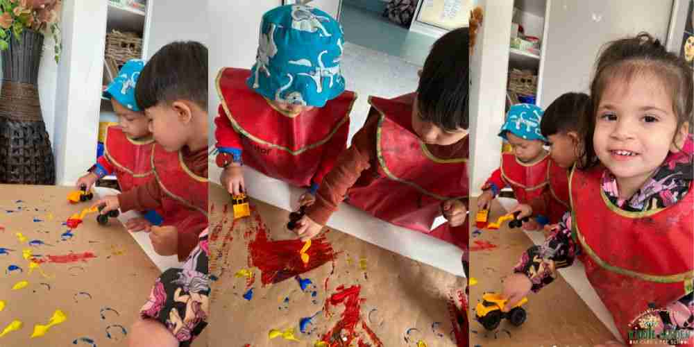 toddlers benefitting from painting at kiddie garden