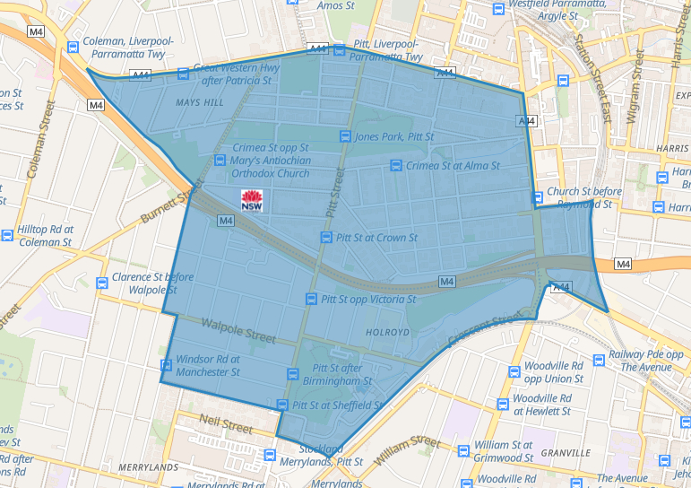 parramatta west public school catchment includes Mays Hill and borders Merrylands